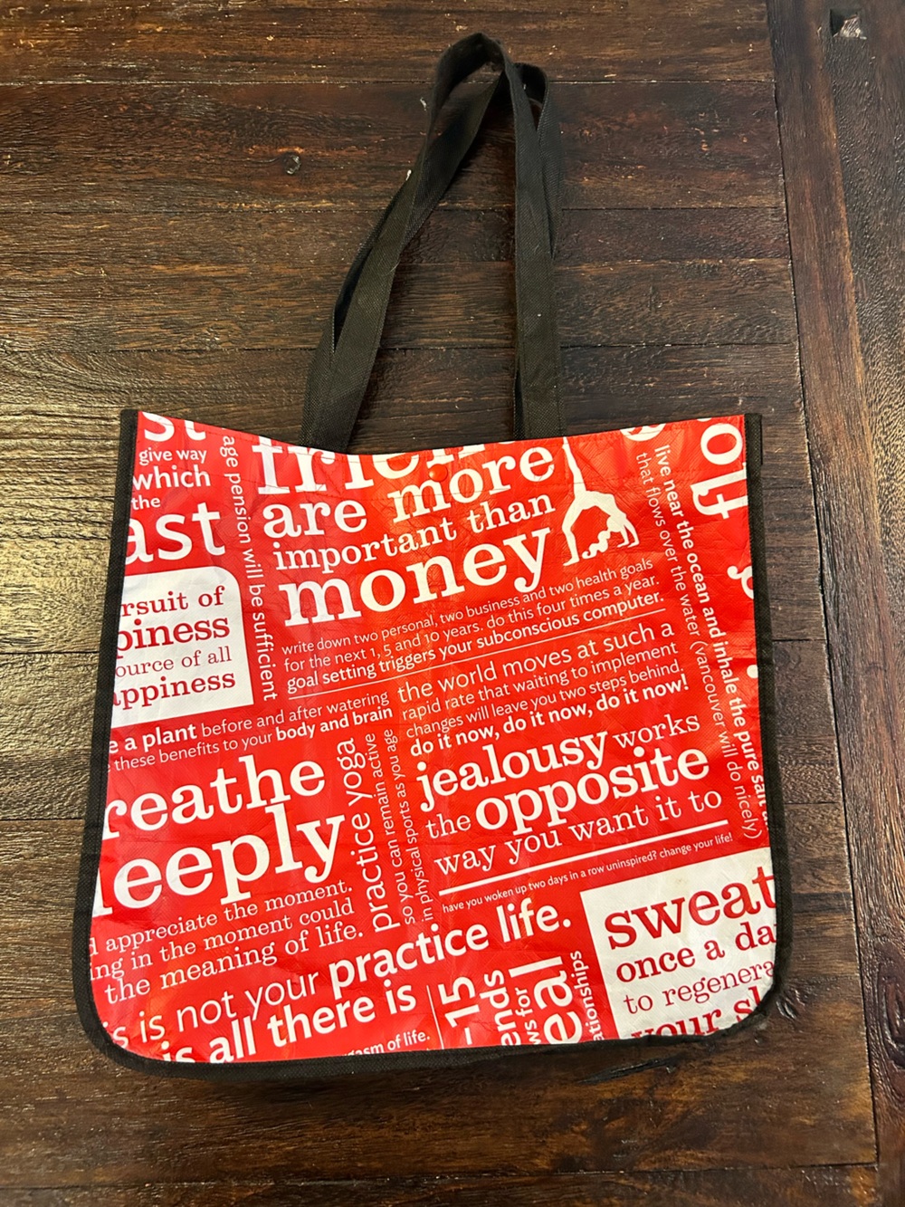 Lululemon Red Reusable Inspirational Quote Large Tote Bag